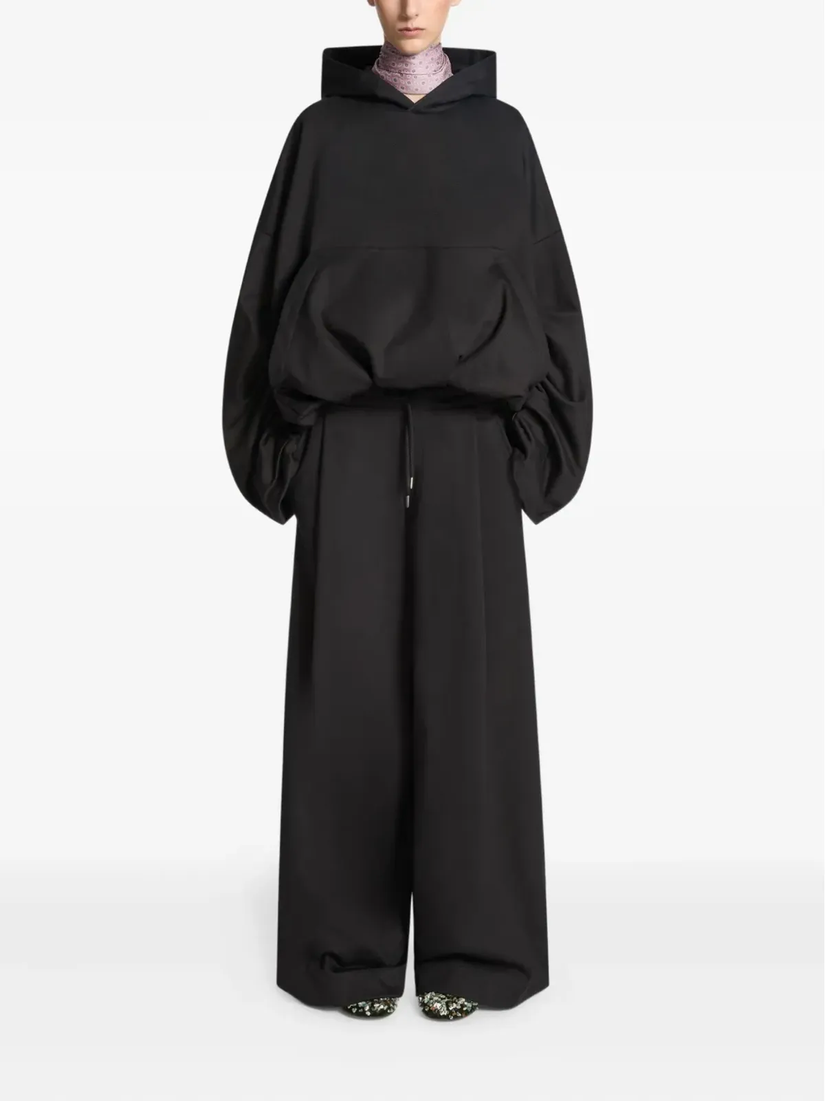 DRIES VAN NOTEN ドレープ バルーンスリーブ フーディー - 画像2