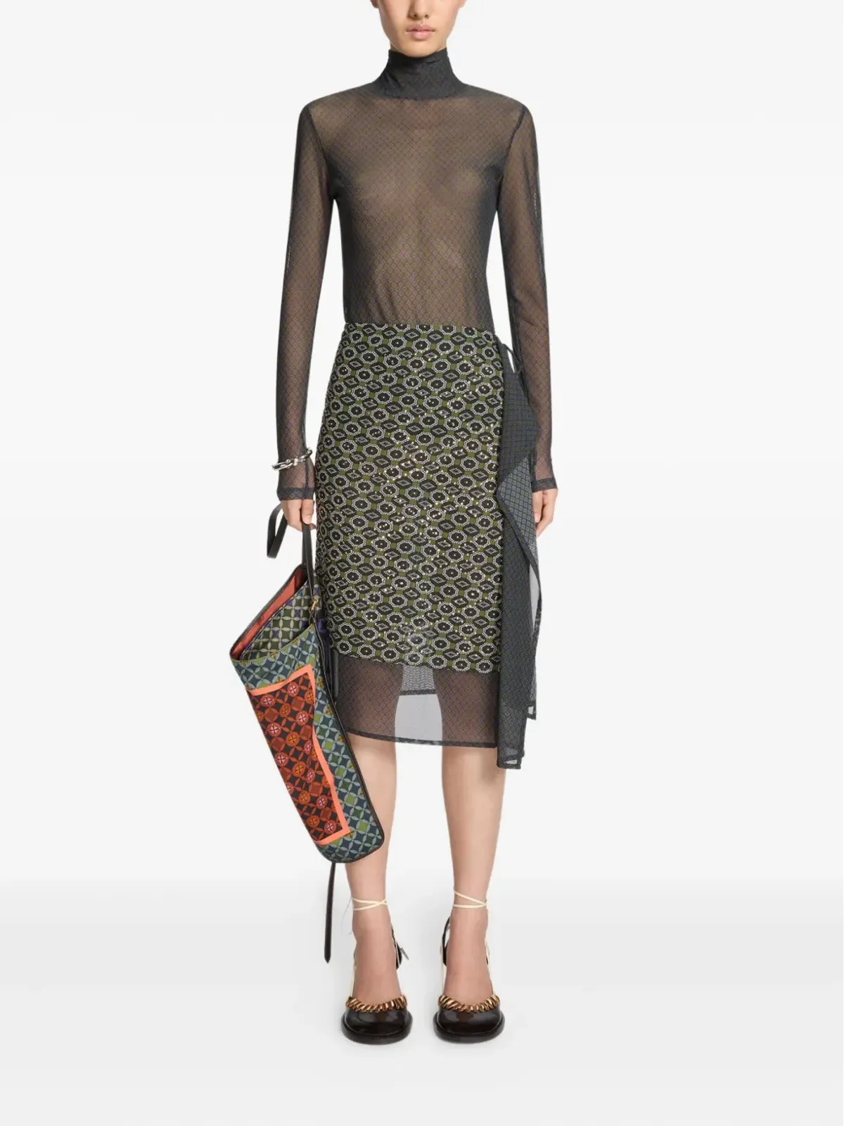 DRIES VAN NOTEN プリント タートルネック トップ - 画像2