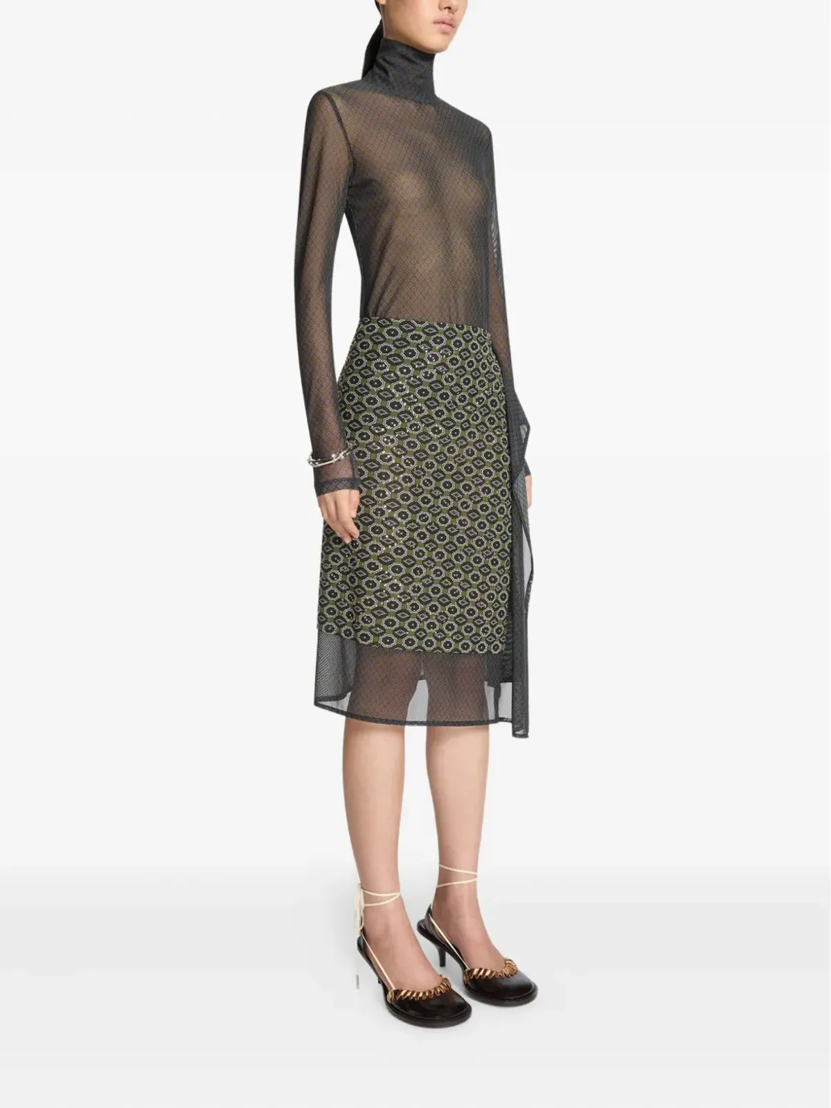 DRIES VAN NOTEN プリント タートルネック トップ - 画像3