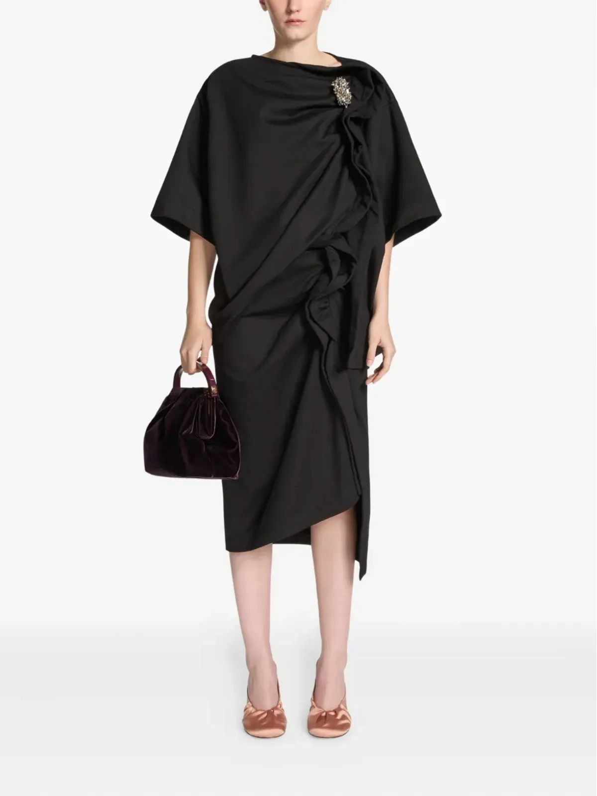 DRIES VAN NOTEN フリル付きアシンメトリックミディスカート - 画像2