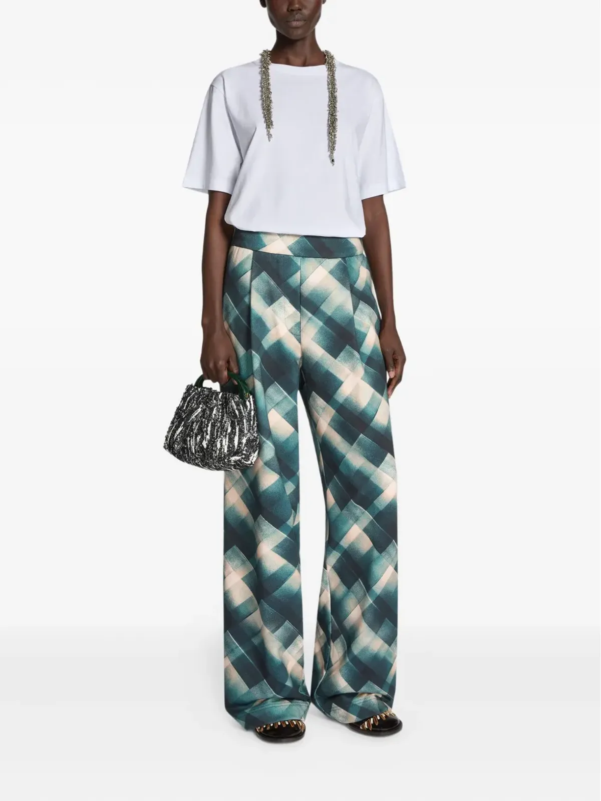 DRIES VAN NOTEN プリーツ幾何学柄パンツ - 画像2