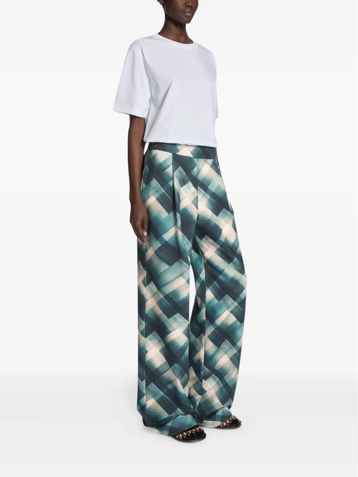 DRIES VAN NOTEN プリーツ幾何学柄パンツ - 画像3