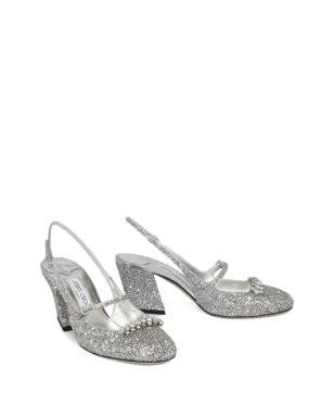 Jimmy Choo Belinda グリッター スリングバック ブロックヒール パンプス 45mm - シルバー - サムネイル2