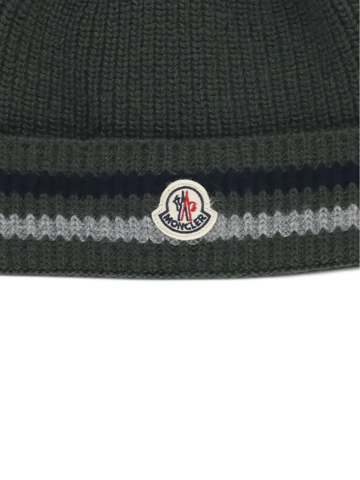 Moncler Enfant リブ編みロゴビーニー - 画像3