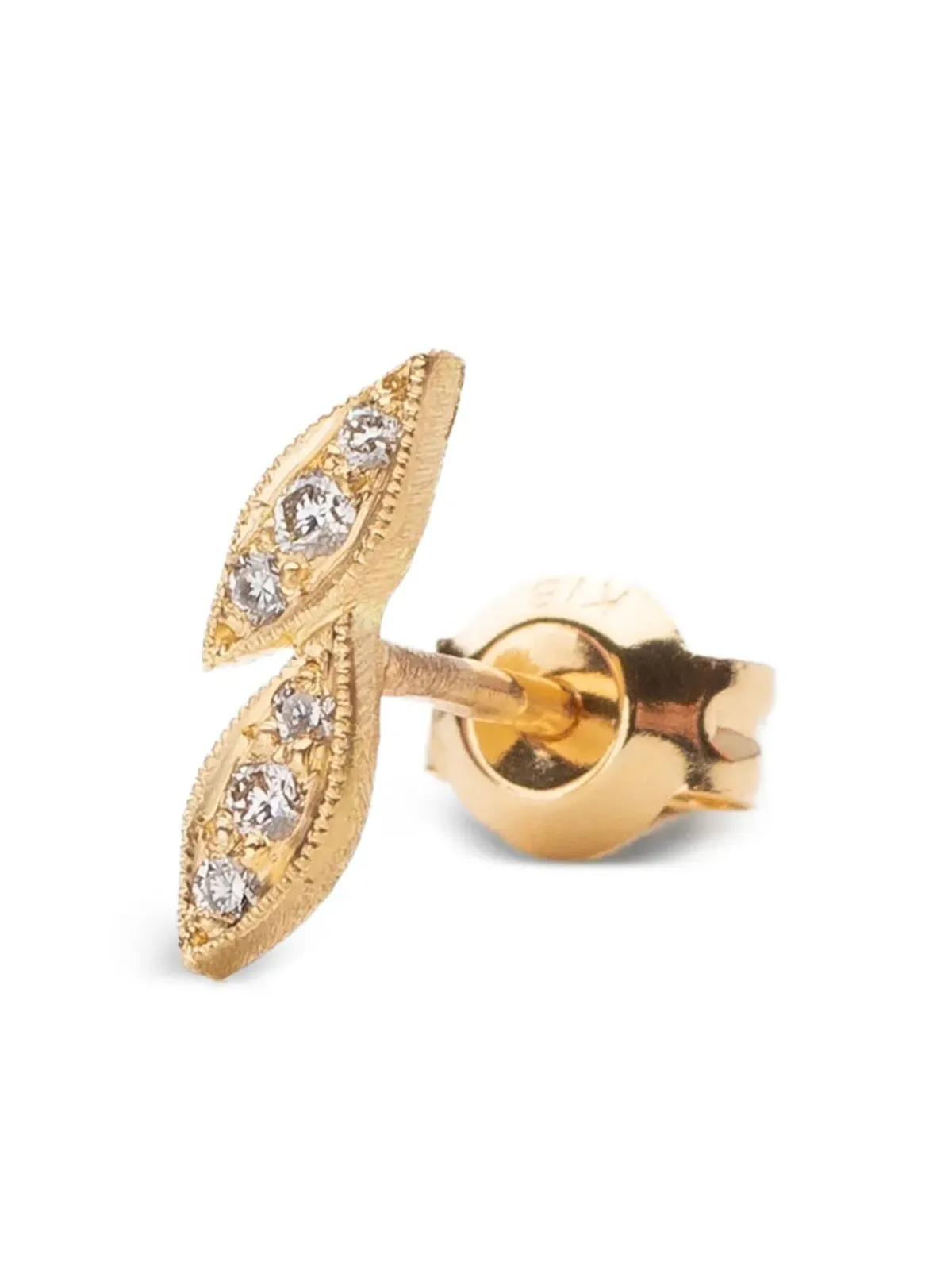 Yasuko Azuma 18Kイエローゴールド ダブルリーフ ダイヤモンド ピアス - 画像2