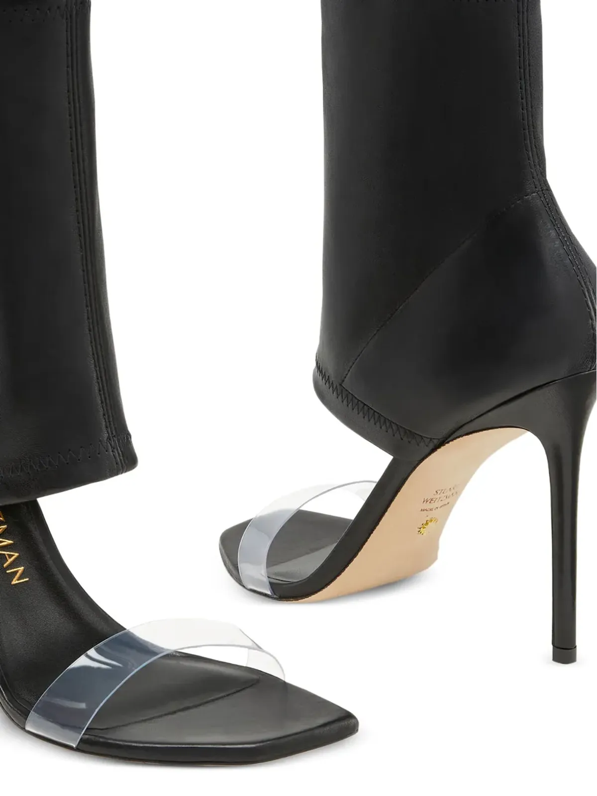 Stuart Weitzman Frontrowストレッチストラップサンダル - ブラック - 画像4