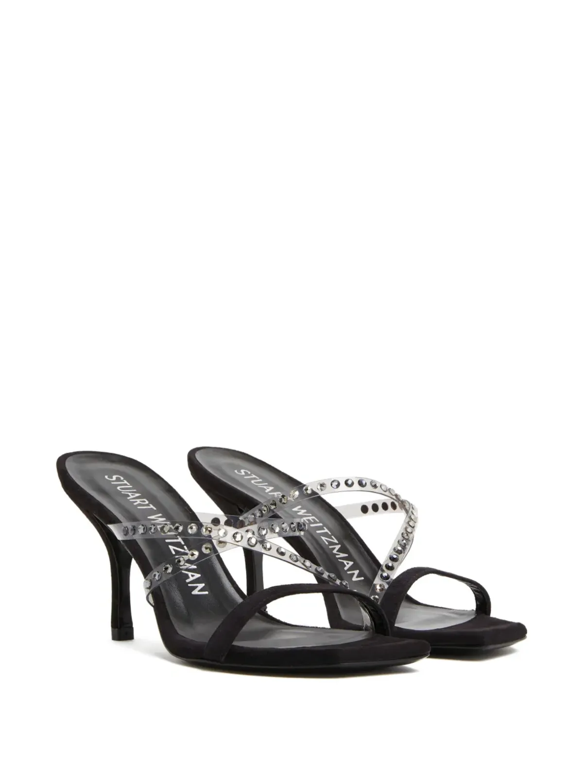 Stuart Weitzman クリスタル装飾ストラペーズ・スライドサンダル（ホワイト） - 画像2
