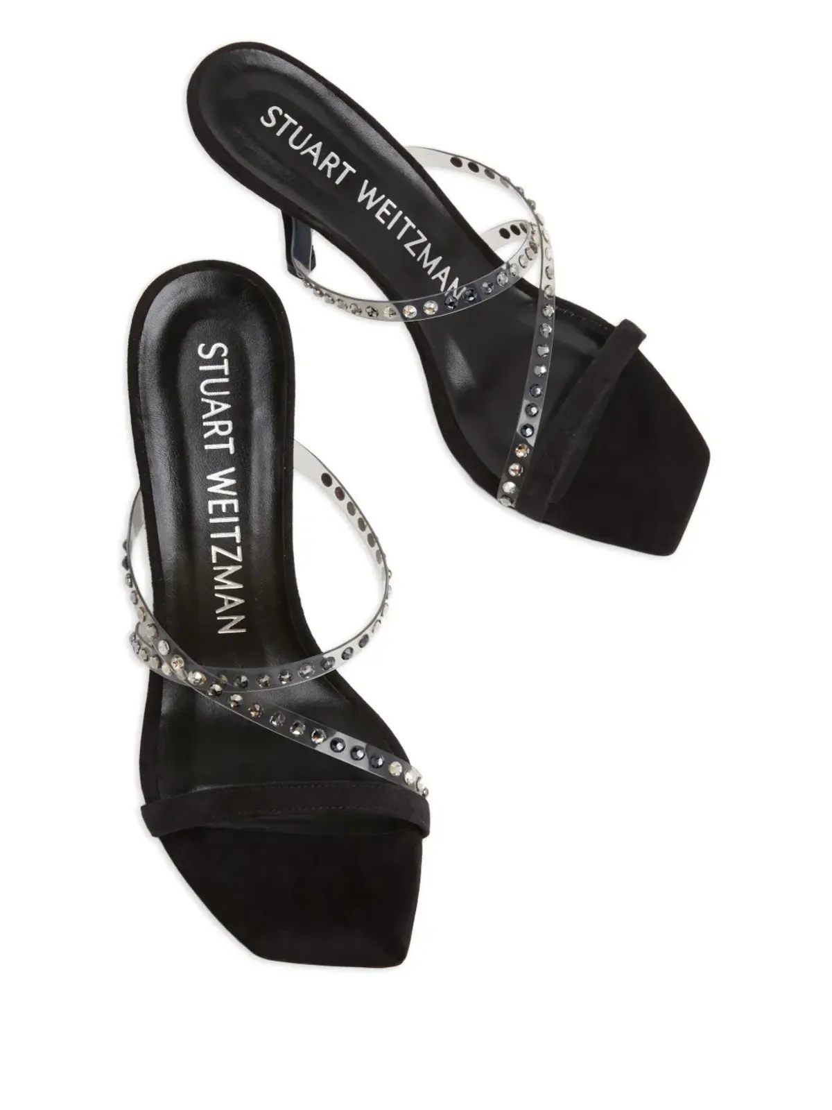 Stuart Weitzman クリスタル装飾ストラペーズ・スライドサンダル（ホワイト） - 画像3