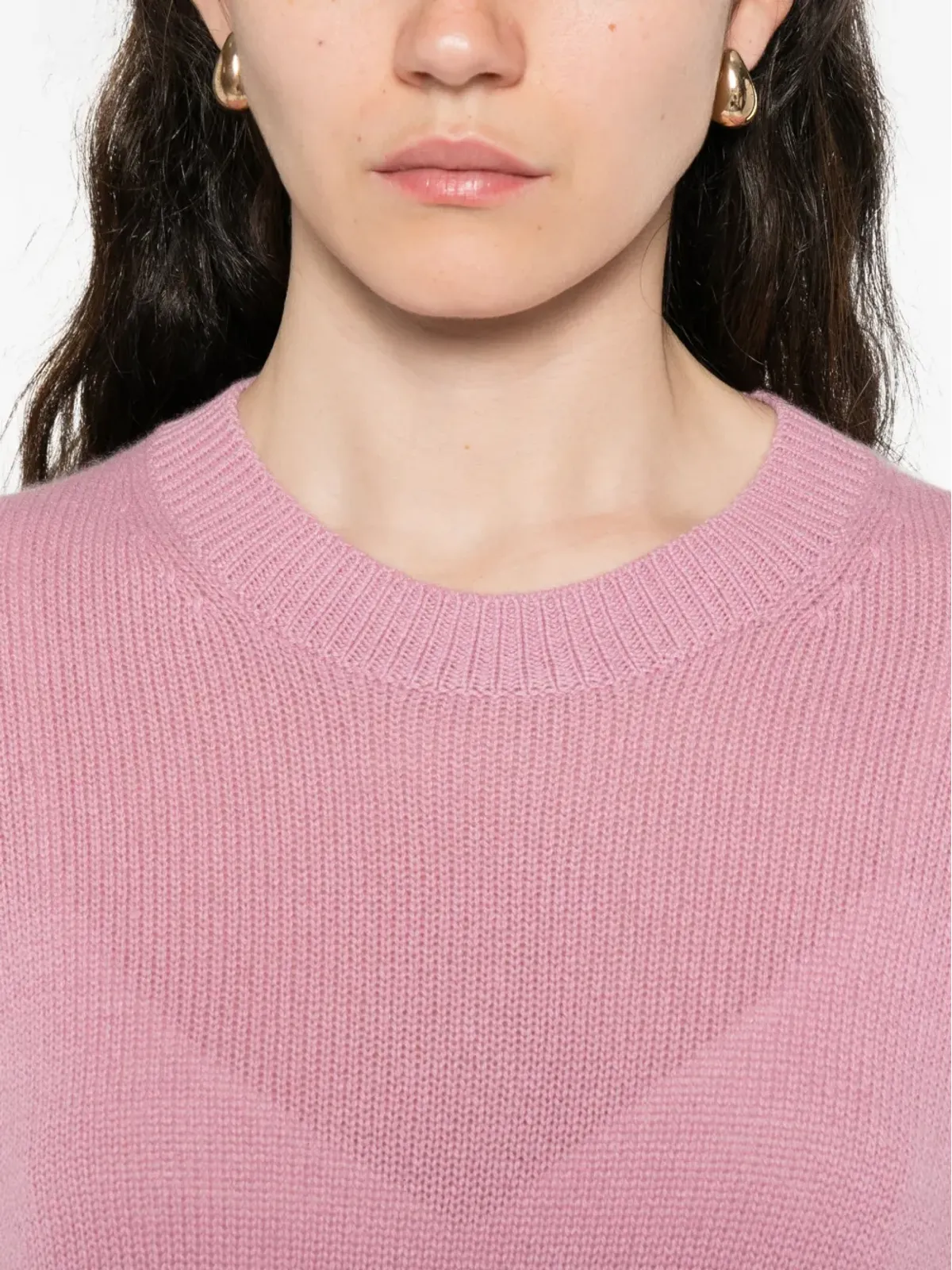 Allude 丸首長袖セーター - ピンク - 画像5