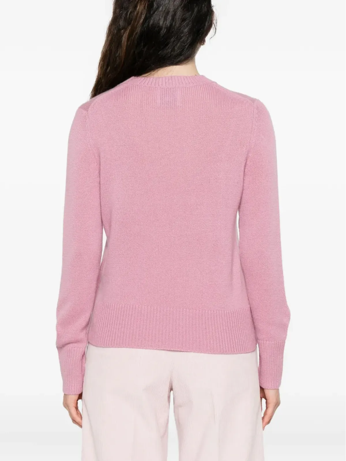 Allude 丸首長袖セーター - ピンク - 画像4