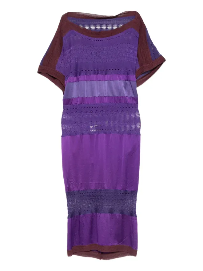 Gianfranco Ferré Pre-Owned Gianfranco Ferré Pre-Owned 2000s striped lace-insert dress - 紫の商品画像