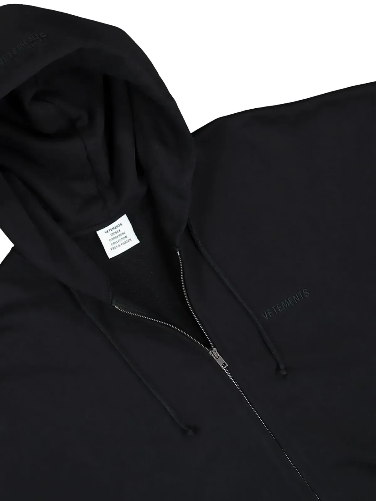 VETEMENTS ジップアップ ロゴ フーディー - ブラック - 画像3