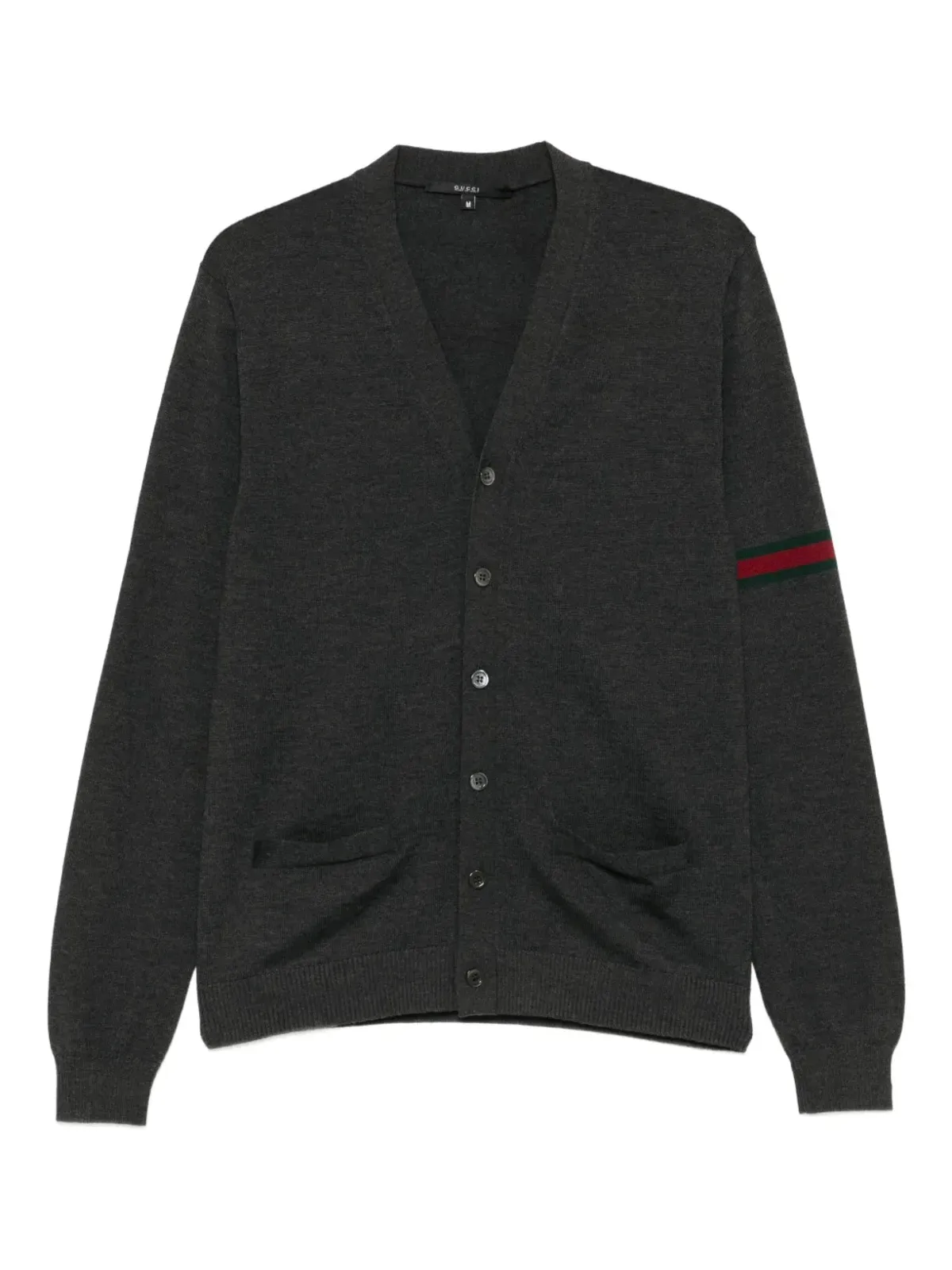 Gucci ストライプ袖Vネックカーディガン - グレー - 画像1