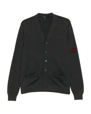 Gucci ストライプ袖Vネックカーディガン - グレー - サムネイル1