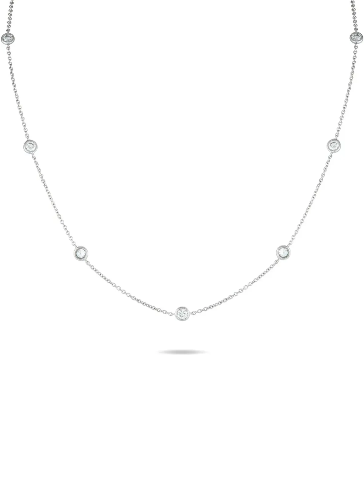 LB Exclusive 18Kホワイトゴールド ダイヤモンド ステーションネックレス - シルバー - 画像1