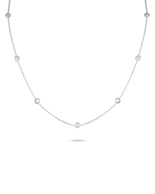 LB Exclusive 18Kホワイトゴールド ダイヤモンド ステーションネックレス - シルバー - サムネイル1