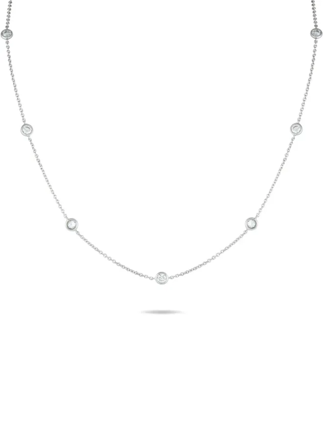LB Exclusive LB Exclusive 18Kホワイトゴールド ダイヤモンド ステーションネックレス - シルバーの商品画像
