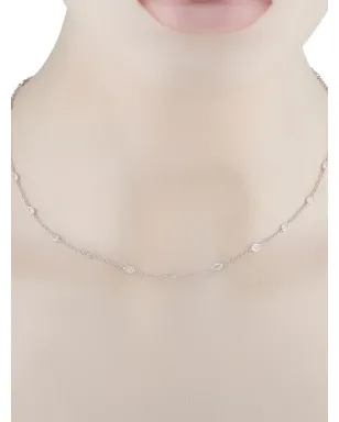LB Exclusive 18Kホワイトゴールド ダイヤモンド ステーションネックレス シルバー - サムネイル3