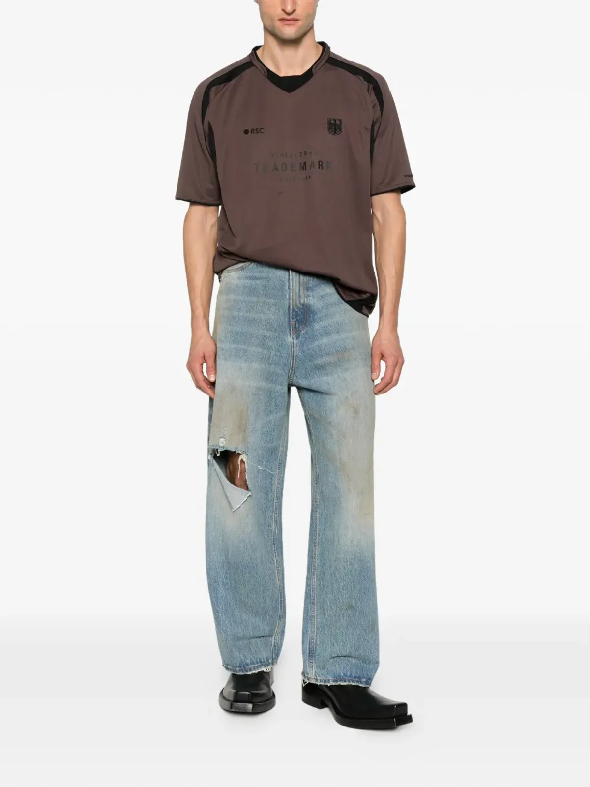 VETEMENTS トレードマーク・フットボール ナンバー77 パネルドジャージ - 画像2