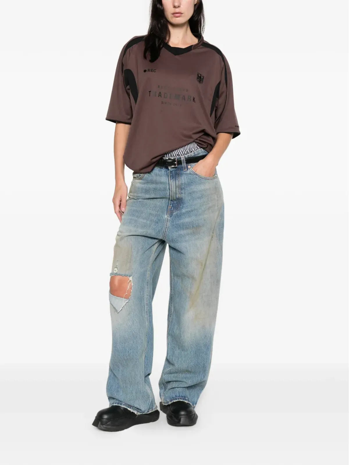 VETEMENTS トレードマーク・フットボール ナンバー77 パネルドジャージ - 画像3