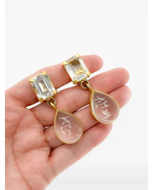 Jennifer Gibson Jewellery 1990年代 カービングクリスタル イヤリング - サムネイル2
