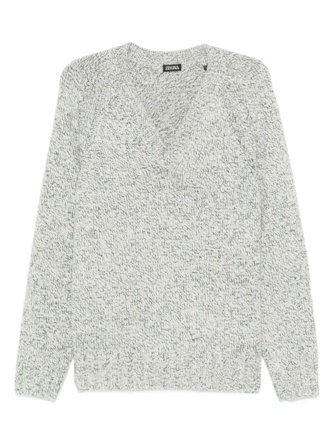 ZEGNA Zegna 杢グレー Vネックセーターの商品画像