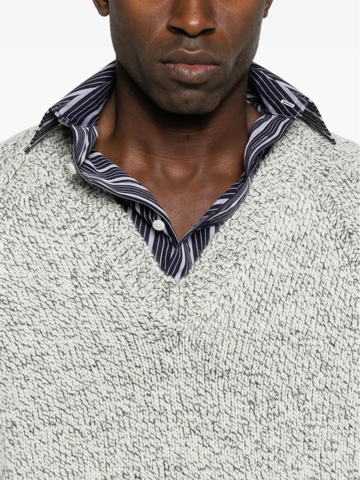 Zegna 杢グレー Vネックセーター - 画像5