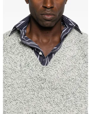 Zegna 杢グレー Vネックセーター - サムネイル5