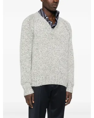 Zegna 杢グレー Vネックセーター - サムネイル3