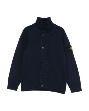 Stone Island Junior ハイネックボタン留めカーディガン ブルー - サムネイル1
