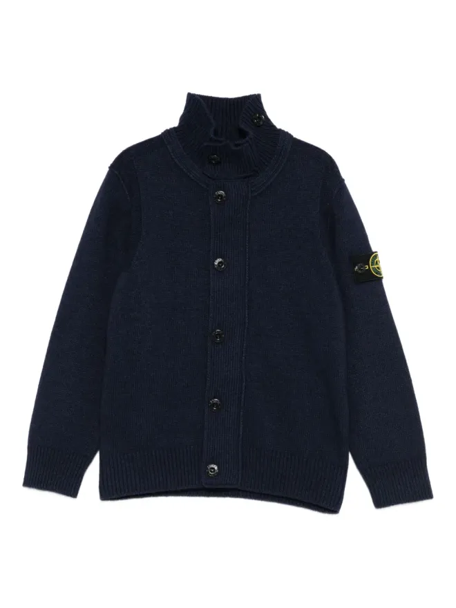 Stone Island Junior Stone Island Junior ハイネックボタン留めカーディガン ブルーの商品画像