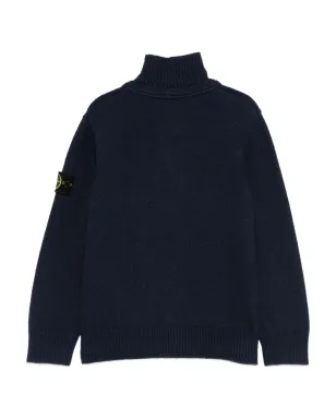 Stone Island Junior ハイネックボタン留めカーディガン ブルー - サムネイル2