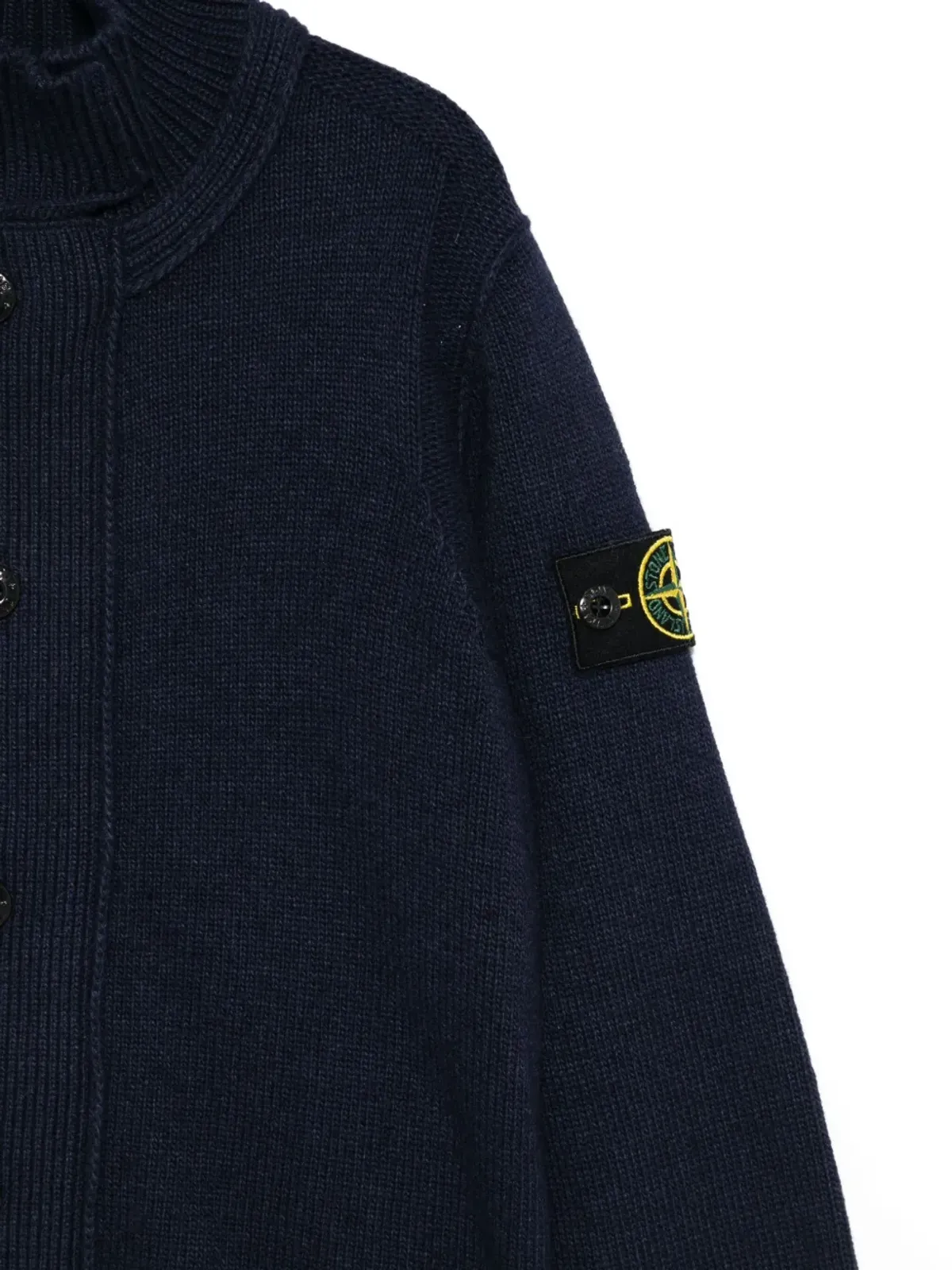 Stone Island Junior ハイネックボタン留めカーディガン ブルー - 画像3
