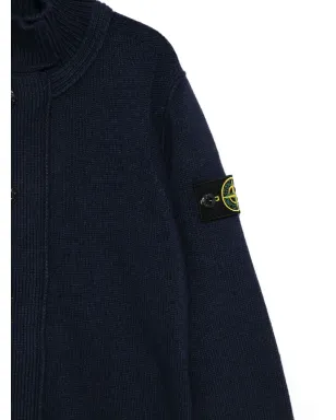 Stone Island Junior ハイネックボタン留めカーディガン ブルー - サムネイル3