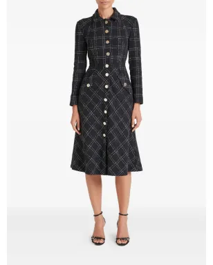 Temperley London コロネルチェック柄ボタン ミディドレス ブラック - サムネイル2