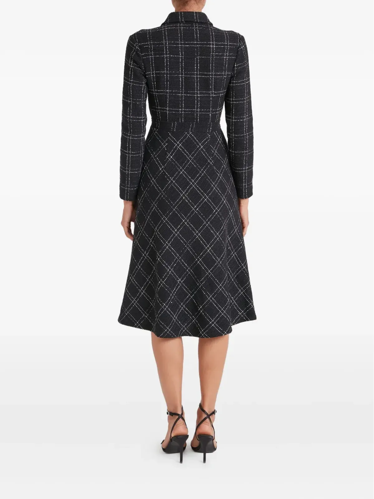 Temperley London コロネルチェック柄ボタン ミディドレス ブラック - 画像4