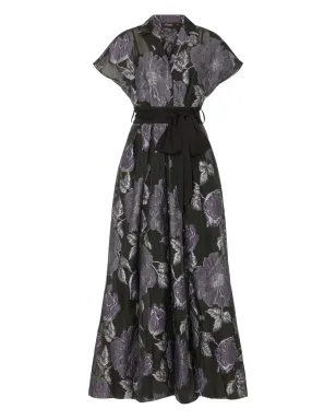 Temperley London ブリジット・ゴウン 花柄プリント ベルト付き ミディドレス ブラック - サムネイル1