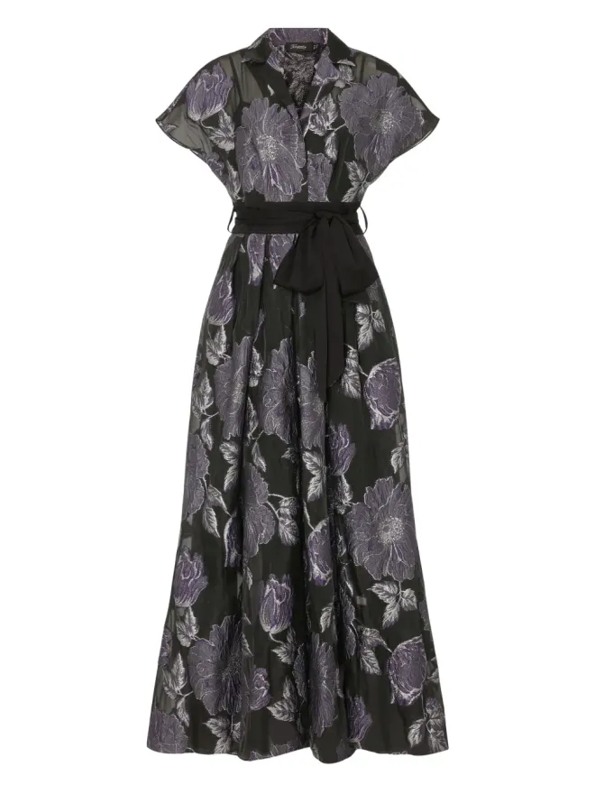 Temperley London Temperley London ブリジット・ゴウン 花柄プリント ベルト付き ミディドレス ブラックの商品画像