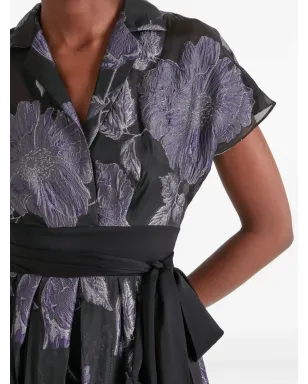 Temperley London ブリジット・ゴウン 花柄プリント ベルト付き ミディドレス ブラック - サムネイル5