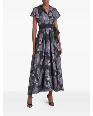 Temperley London ブリジット・ゴウン 花柄プリント ベルト付き ミディドレス ブラック - サムネイル2