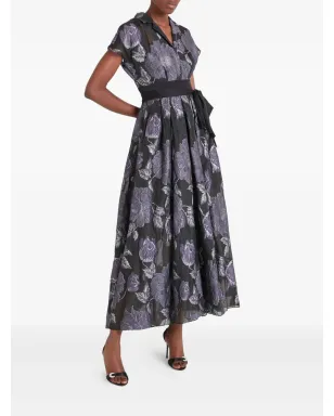 Temperley London ブリジット・ゴウン 花柄プリント ベルト付き ミディドレス ブラック - サムネイル3