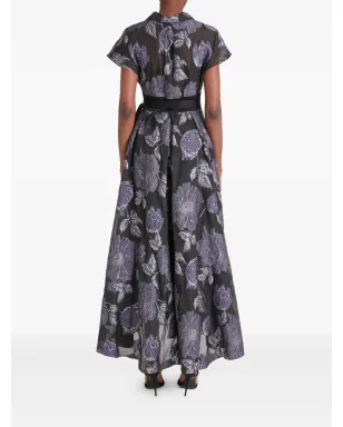 Temperley London ブリジット・ゴウン 花柄プリント ベルト付き ミディドレス ブラック - サムネイル4