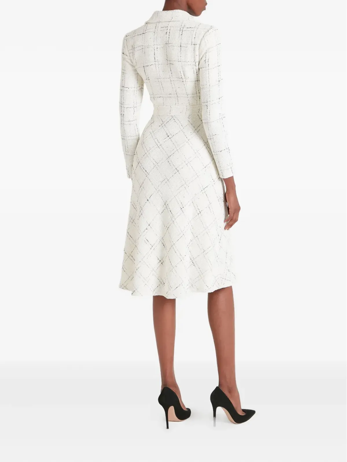 Temperley London コロネルチェック柄ボタンフロントミディドレス - 画像4