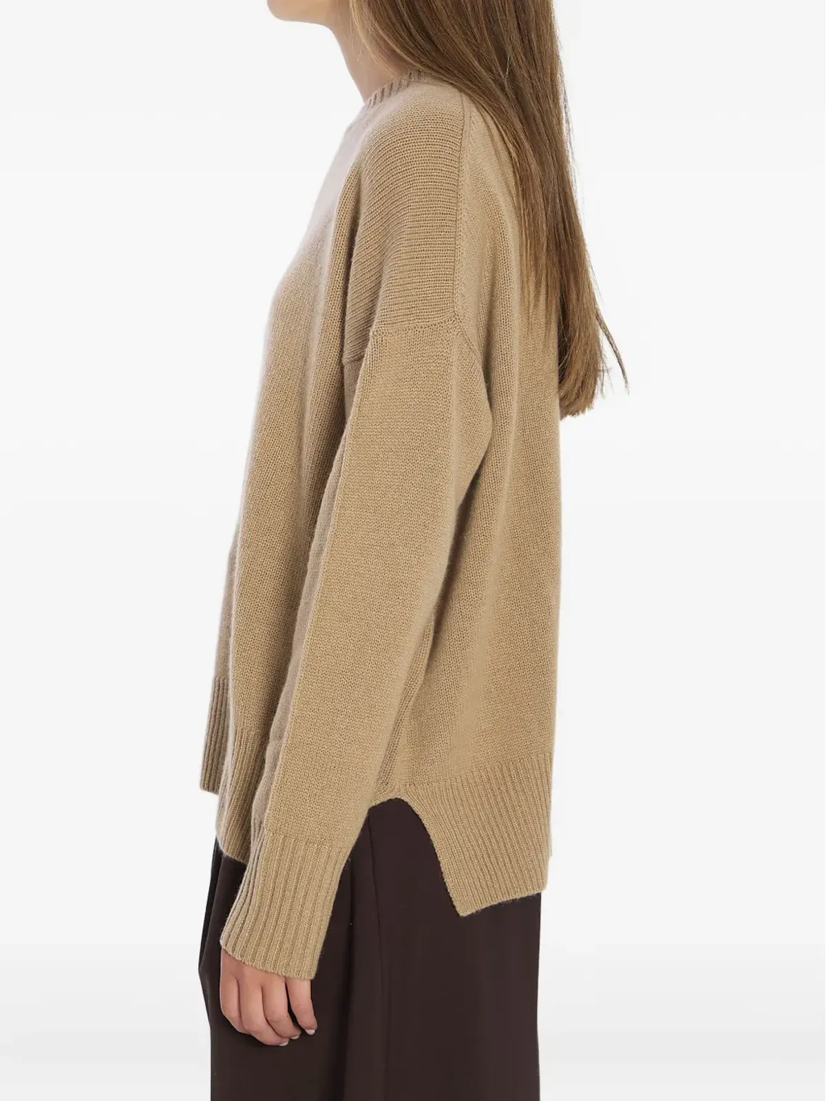 Allude リブ編み サイドスリット カシミヤセーター - 画像3