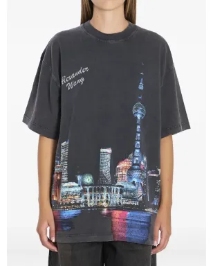 Alexander Wang プリント入りラインストーン装飾Tシャツ - サムネイル1