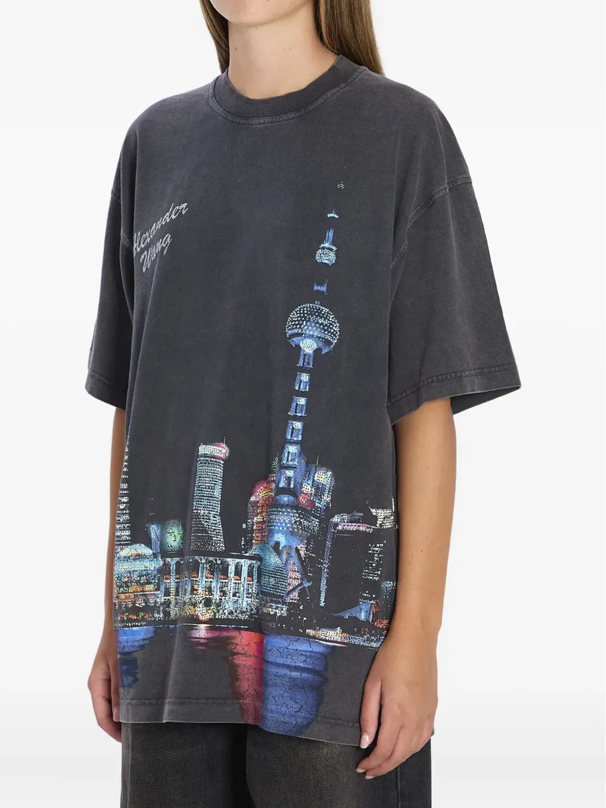 Alexander Wang プリント入りラインストーン装飾Tシャツ - 画像2