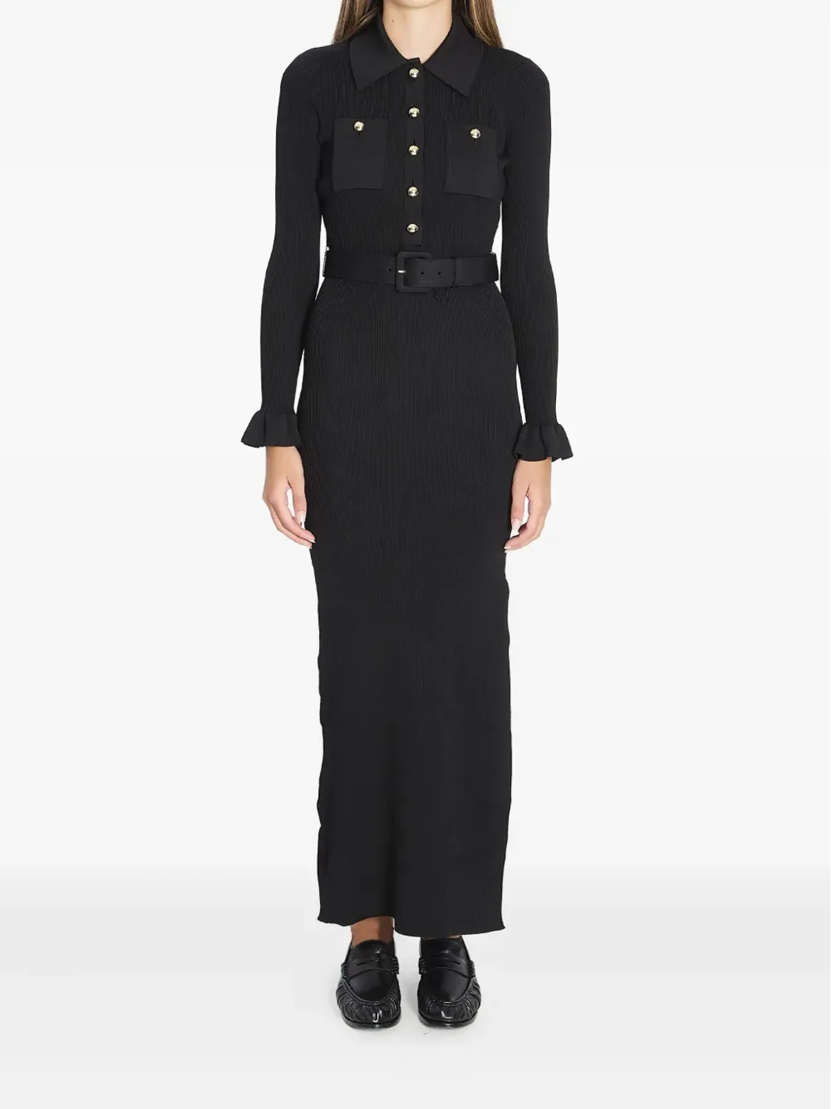 Self-Portrait リブ編みマキシドレス - 画像1