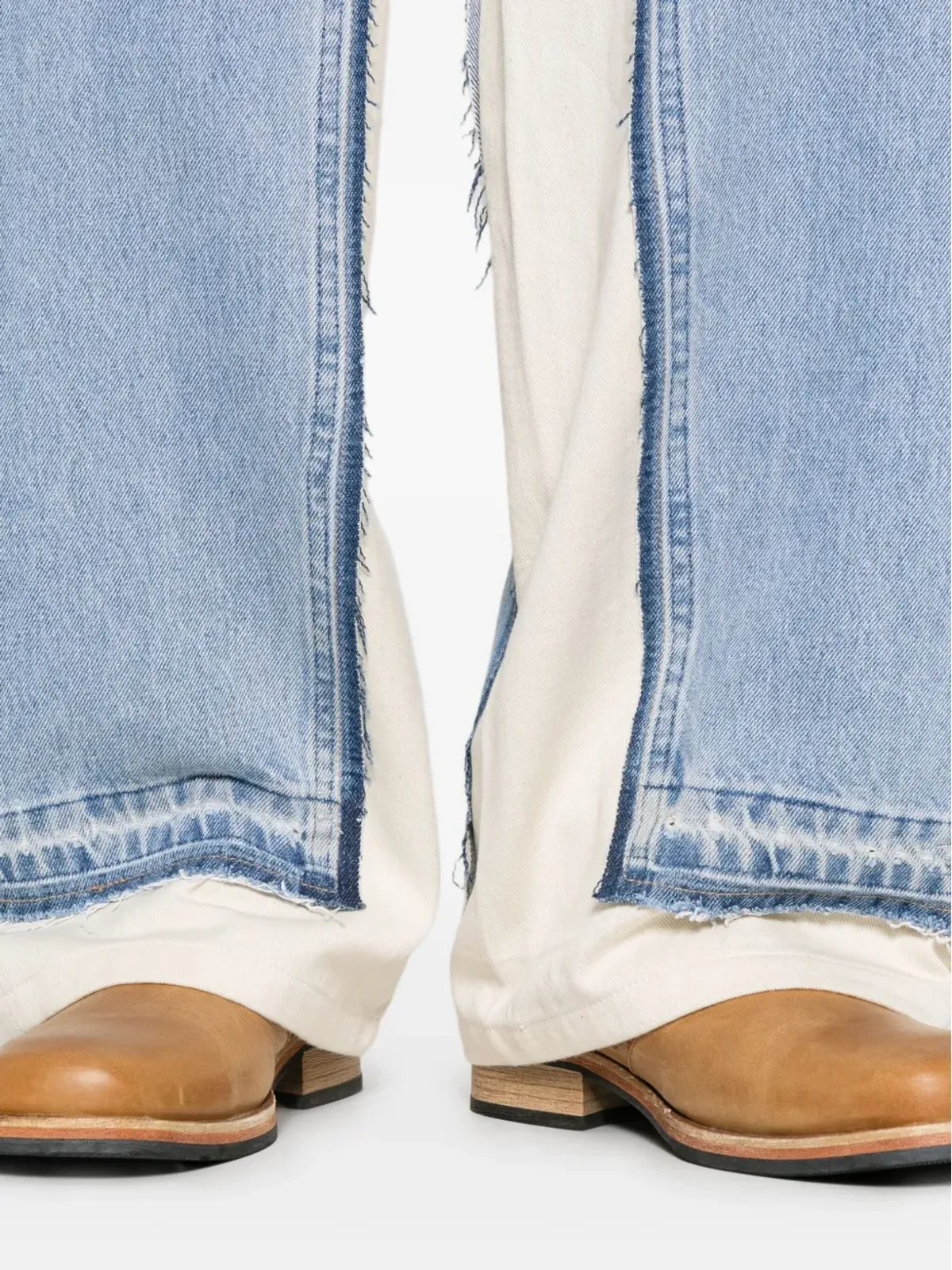 Kartik Research bead-embellished panelled jeans - Blue - 画像5
