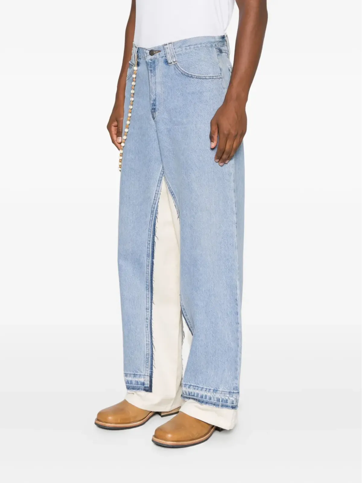 Kartik Research bead-embellished panelled jeans - Blue - 画像3