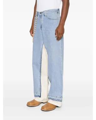 Kartik Research bead-embellished panelled jeans - Blue - サムネイル3